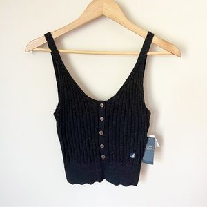 Abercrombie & Fitch Button Front Sweater Tank Top Dark Heather Grey S NWT
